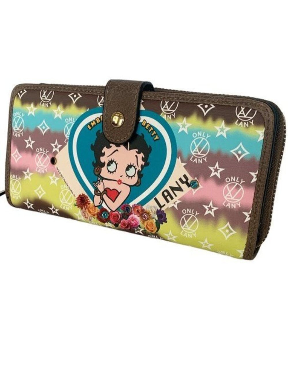 NEW Betty Boop Large Bling Faux Leather Multi Wallet Wristlet Clutch